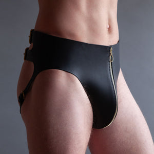 ZIP LEATHER JOCKSTRAP