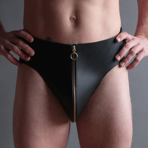 ZIP LEATHER JOCKSTRAP