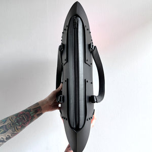 ARCHIVAL LARGE STUDDED TOTE BLACK & NEON ORANGE