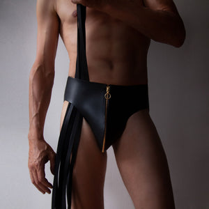 HORSE TAIL ZIP LEATHER JOCKSTRAP