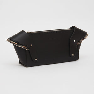 SCULPTED FRINGED WING CLUTCH BLACK