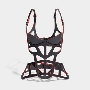 cut out balcony bodice and corset set red edge