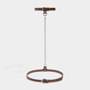 SLIM CHAIN COLLAR & BELT BROWN