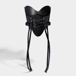 WASPIE SUSPENDER BODICE PATENT BLACK