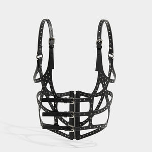 STUDDED ZIP CUT OUT CORSET - BLACK | Harnesses & Bodypieces | Fleet Ilya