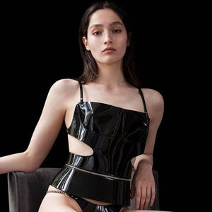 ZIP PEPLUM CORSET BLACK PATENT | Harnesses & Bodypieces Autumn Winter | Fleet Ilya