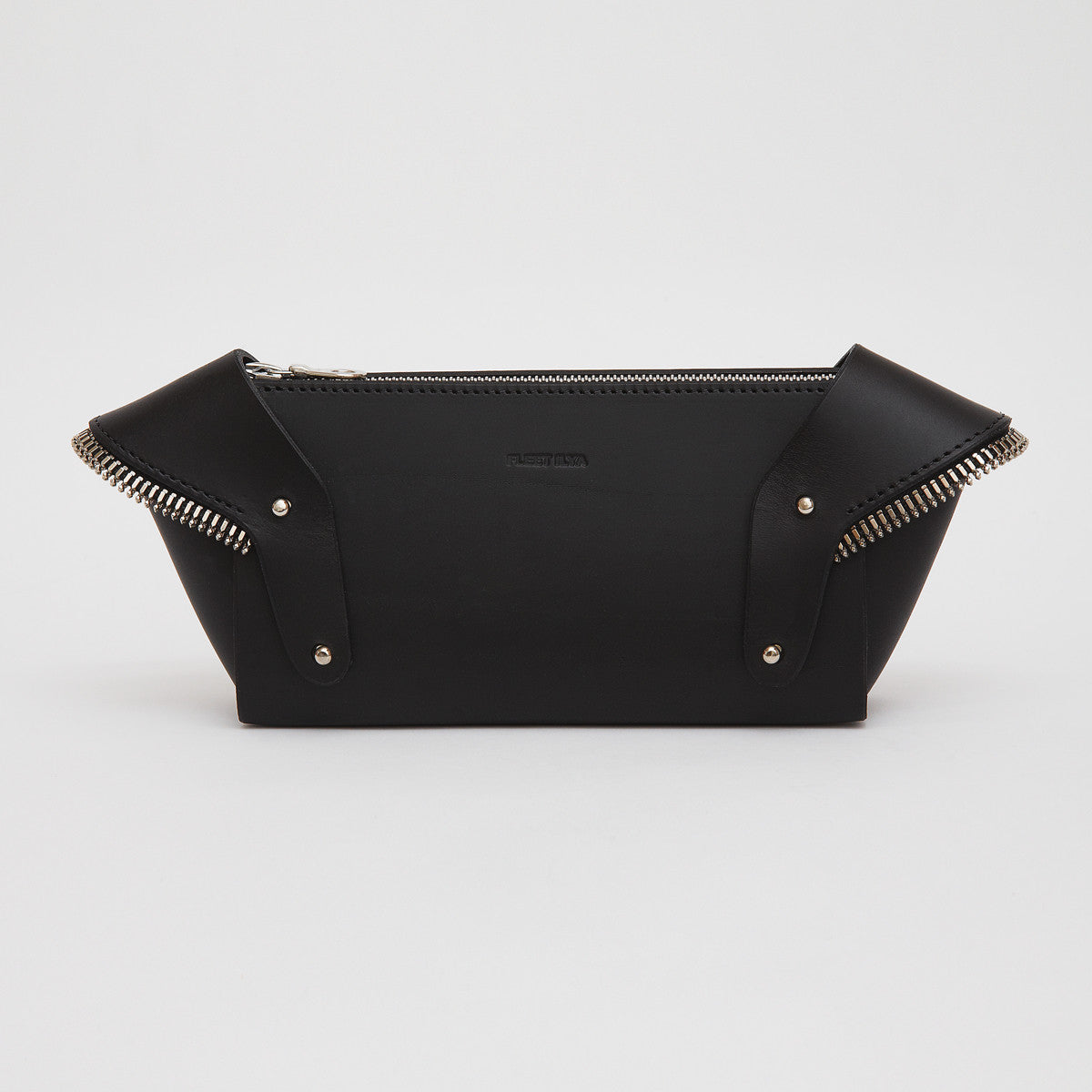 SCULPTED FRINGED WING CLUTCH BLACK