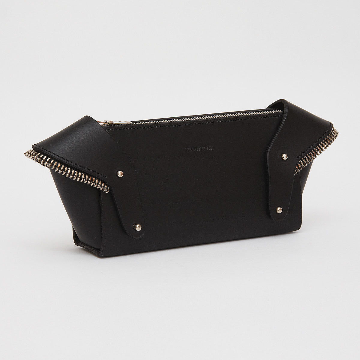 SCULPTED FRINGED WING CLUTCH BLACK