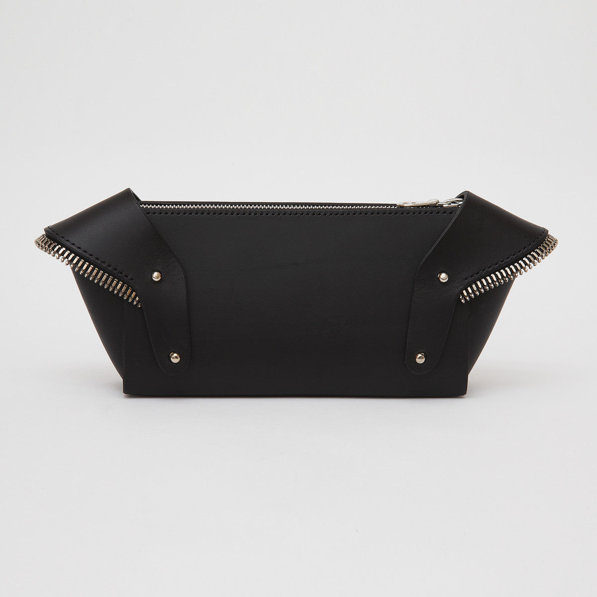 SCULPTED FRINGED WING CLUTCH BLACK