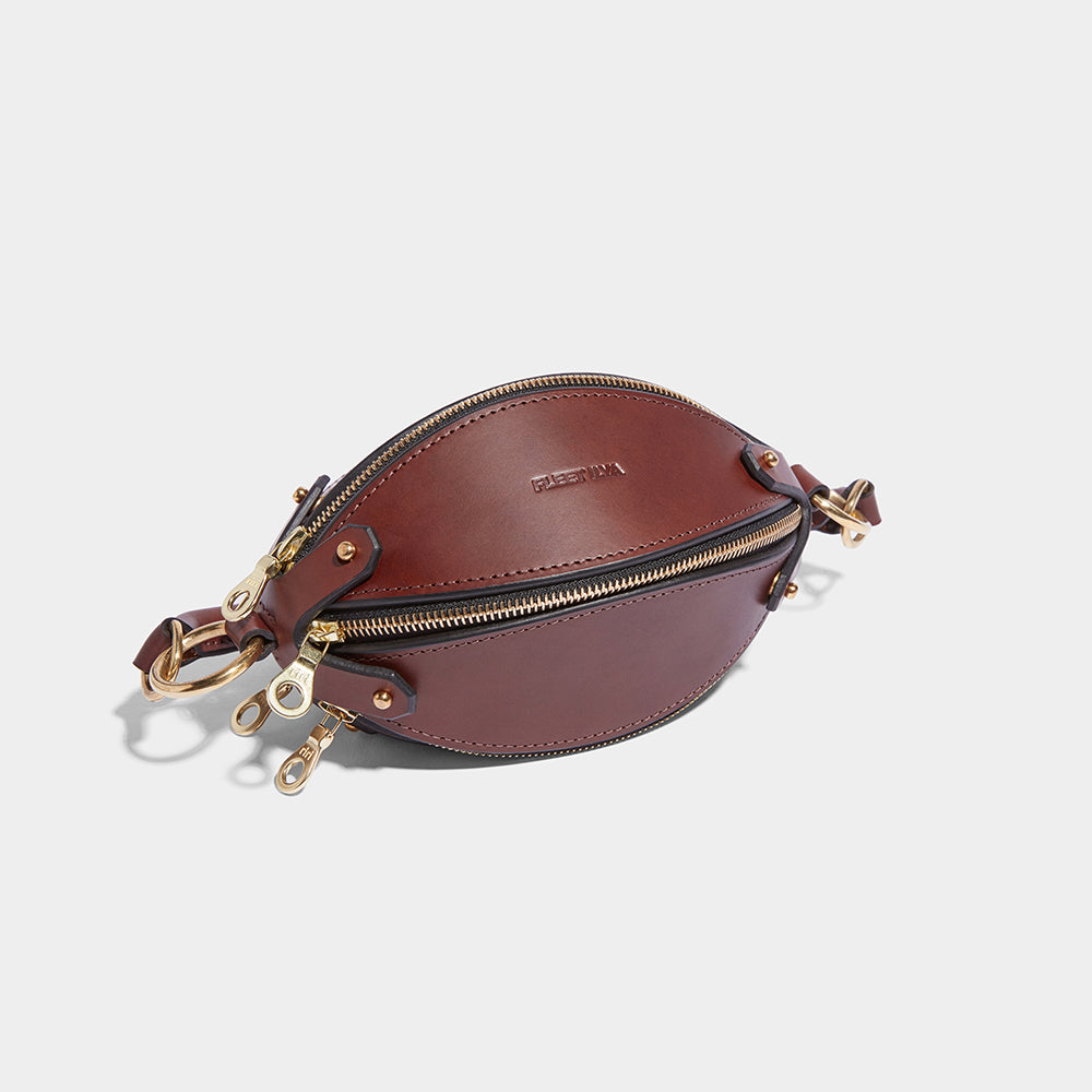 MINI MULTI ZIP STRAP BAG BROWN