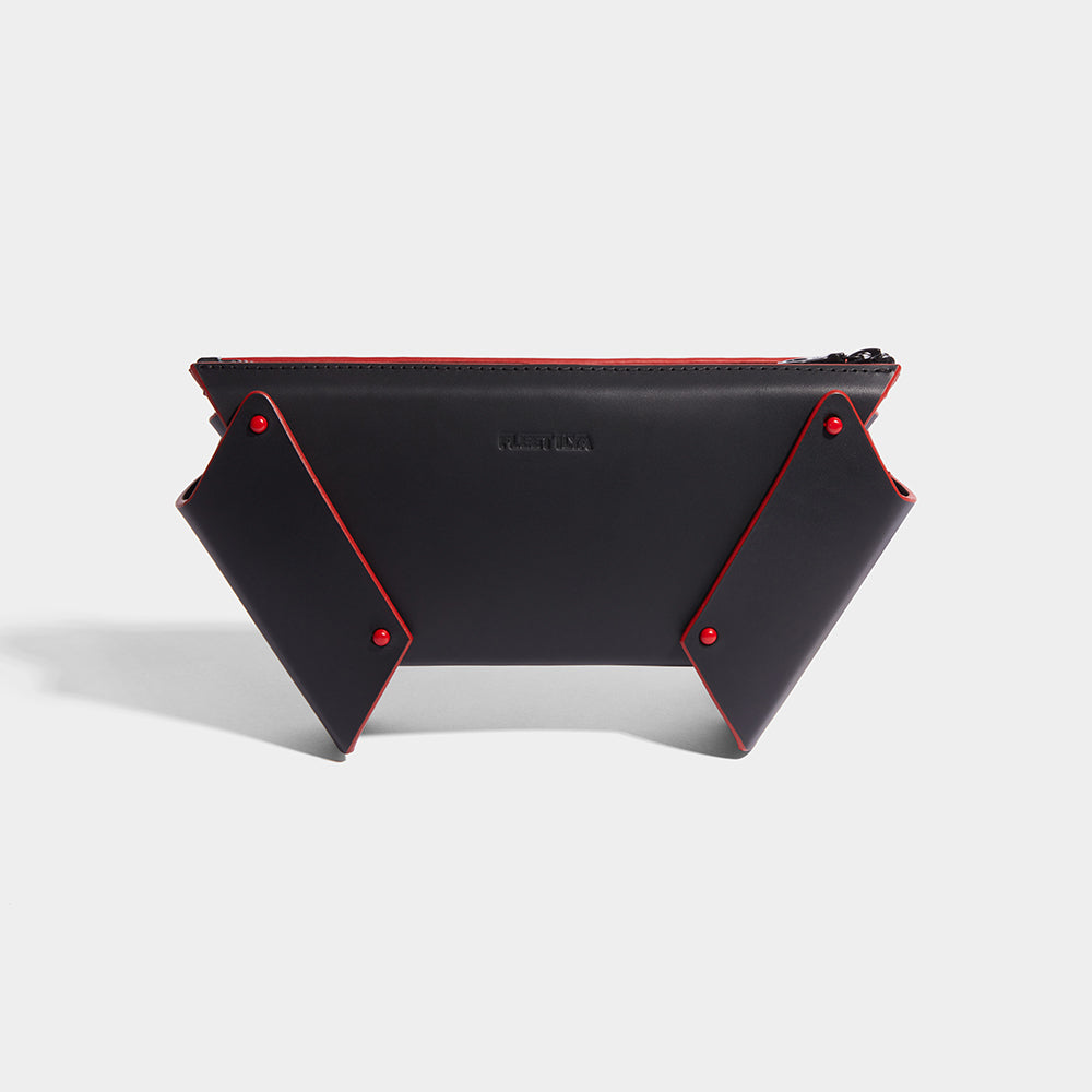 fleet ilya winged box clutch red edge