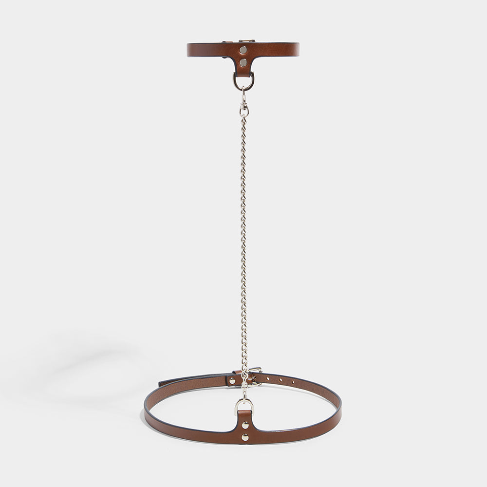fleet ilya slim chain collar &amp; belt brown