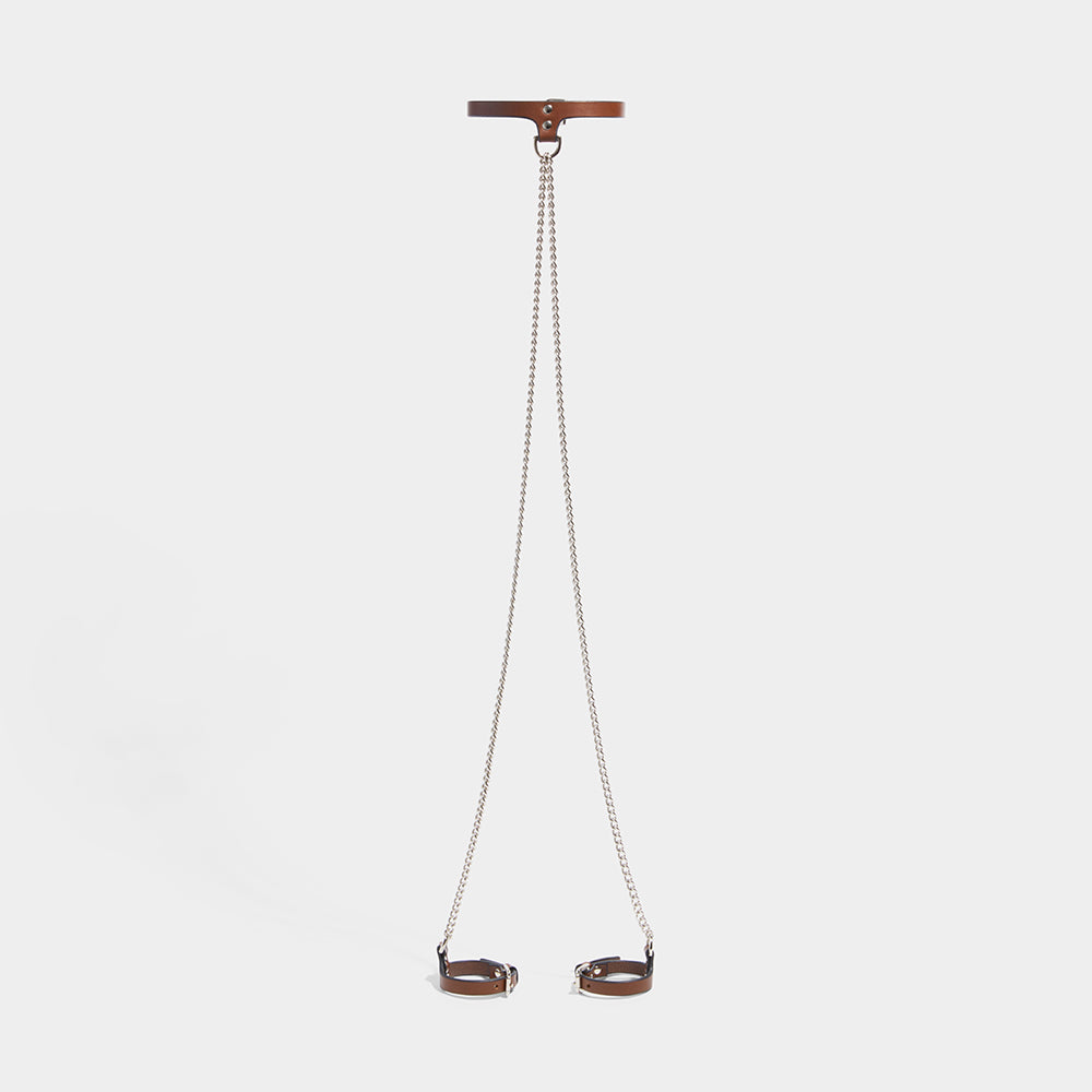 fleet ilya slim chain collar and cuffs brown