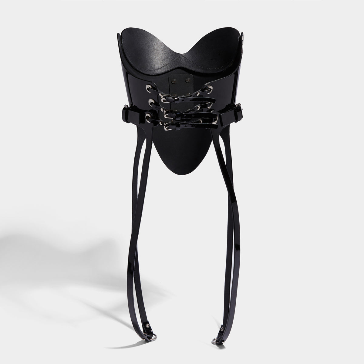 WASPIE SUSPENDER BODICE PATENT BLACK