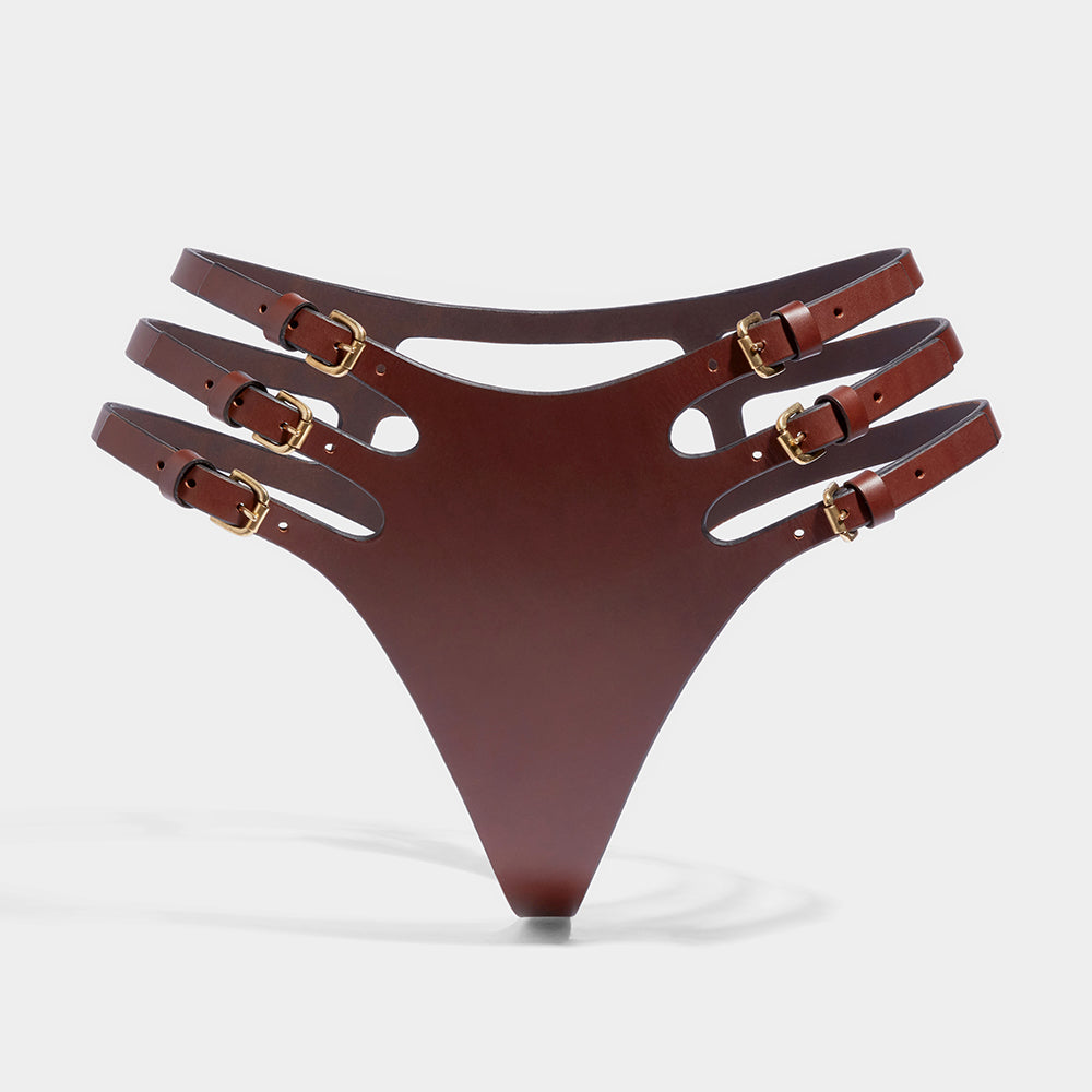 THE CAGE THONG BROWN