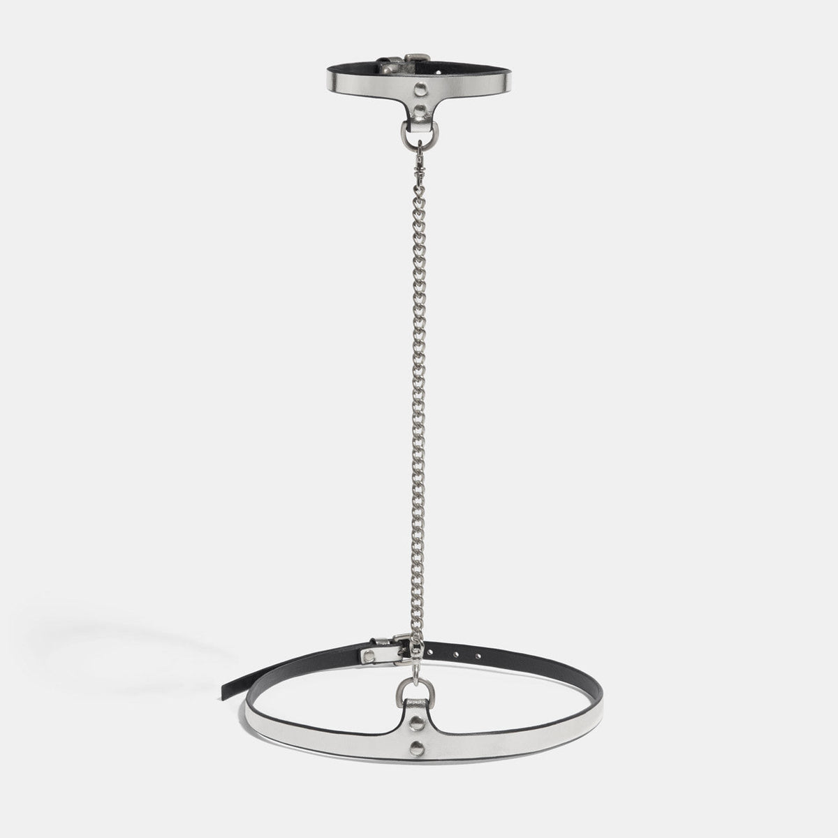 fleet ilya slim chain collar & belt silver