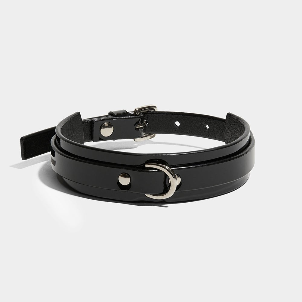 fleet ilya slim wing collar patent black