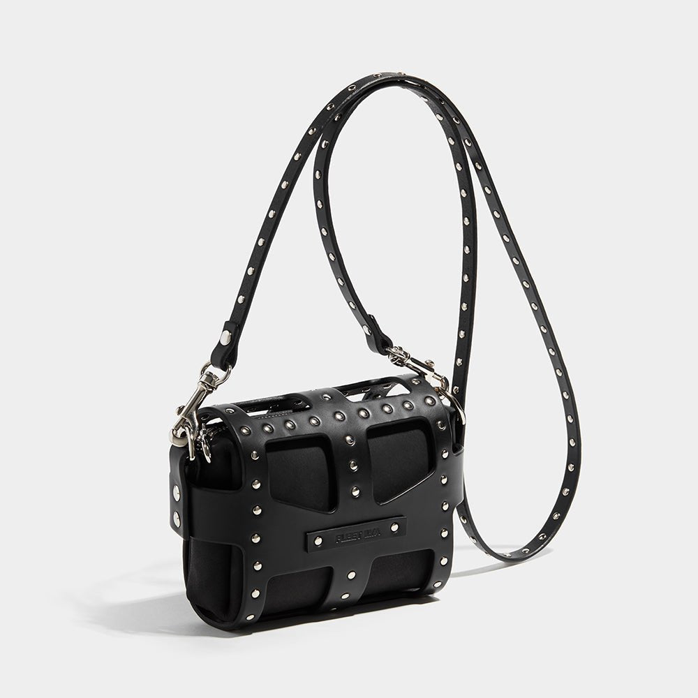 STUDDED O-RING TINY CAGE BAG BLACK | Womens Bags | Fleet Ilya