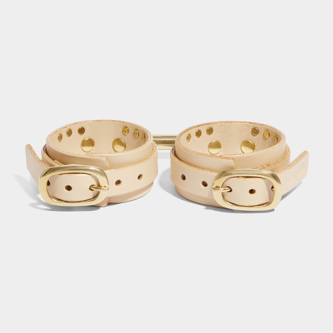 THIN STUDDED CUFFS NATURAL - ANKLE | Restraint Cuffs | Fleet Ilya