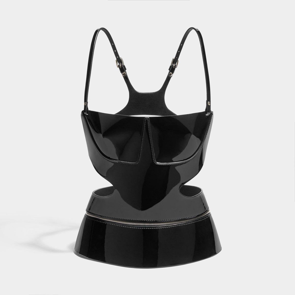 fleet ilya zip peplum corset patent black